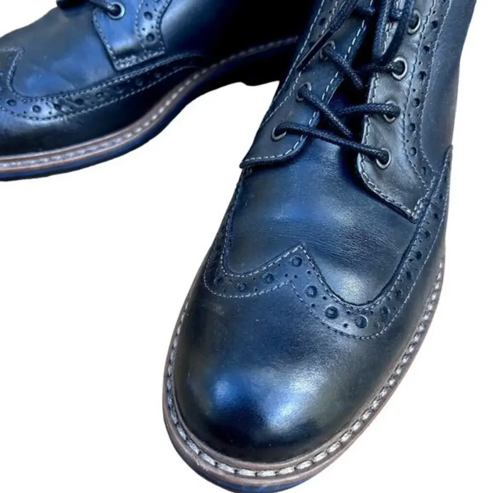 Bostonian men's boots size 7.5 oxford brogues black leather academia preppy grip